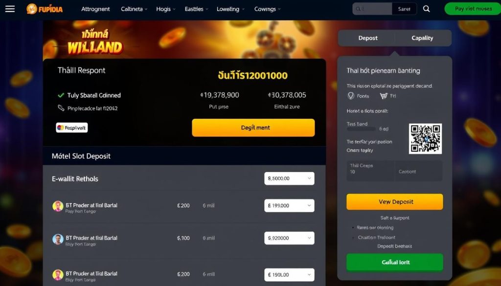 หน้าจอการฝากเงินครั้งแรกสำหรับเกมสล็อตออนไลน์