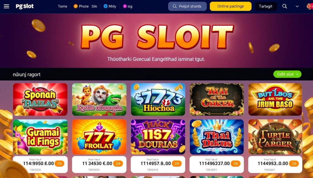 หน้าจอแสดงเกมสล็อตออนไลน์ยอดนิยมจาก PG Slot ในประเทศไทย
